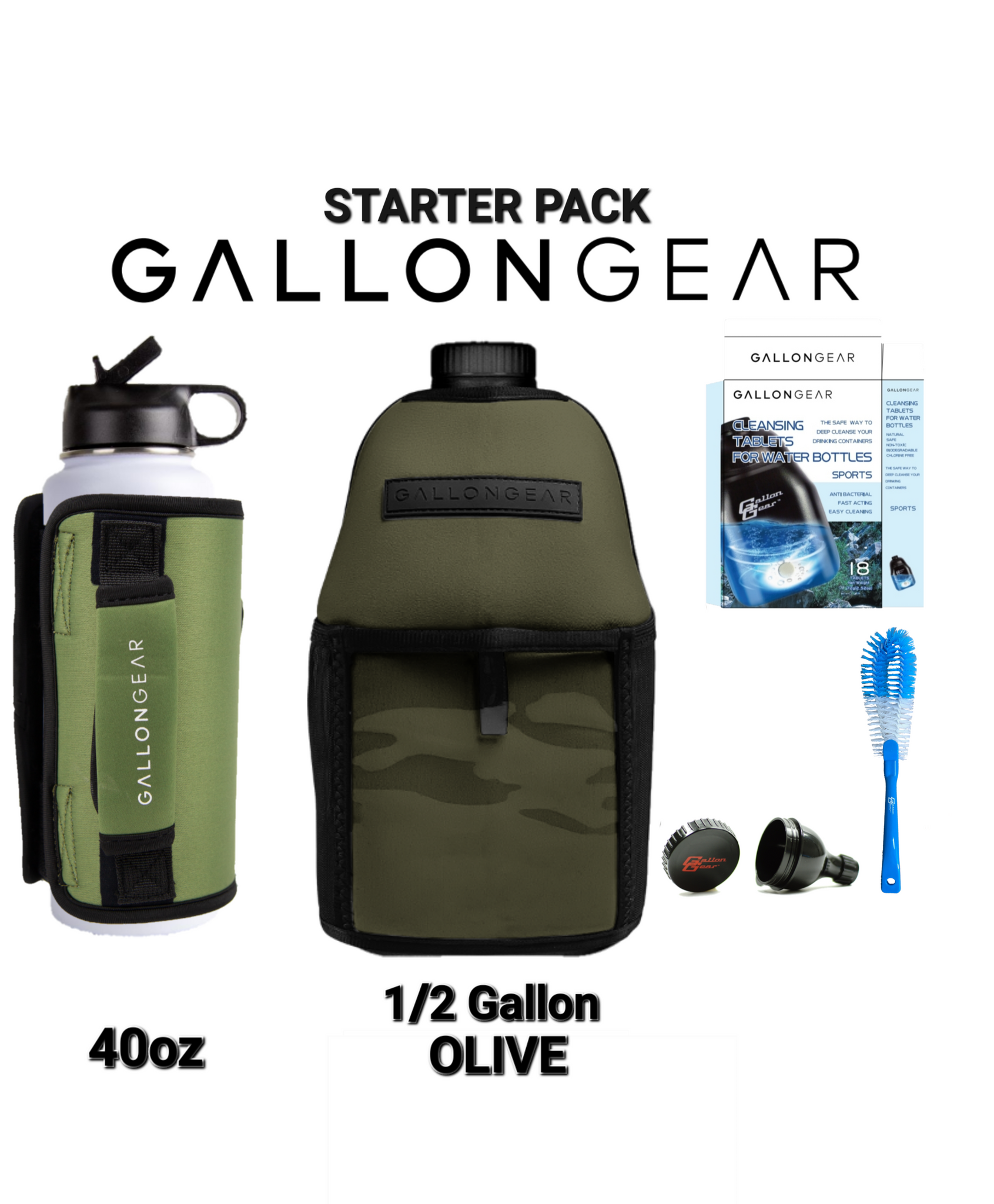 Starter Pack 40oz & 1/2 Gallon Olive